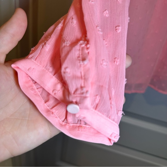 NWT J.Crew Neon Pink Clip-Dot Smocked Top BO348 size Small - Picture 5 of 12